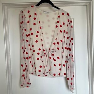 Lovers + Friends white with red polka dot blouse from Revolve